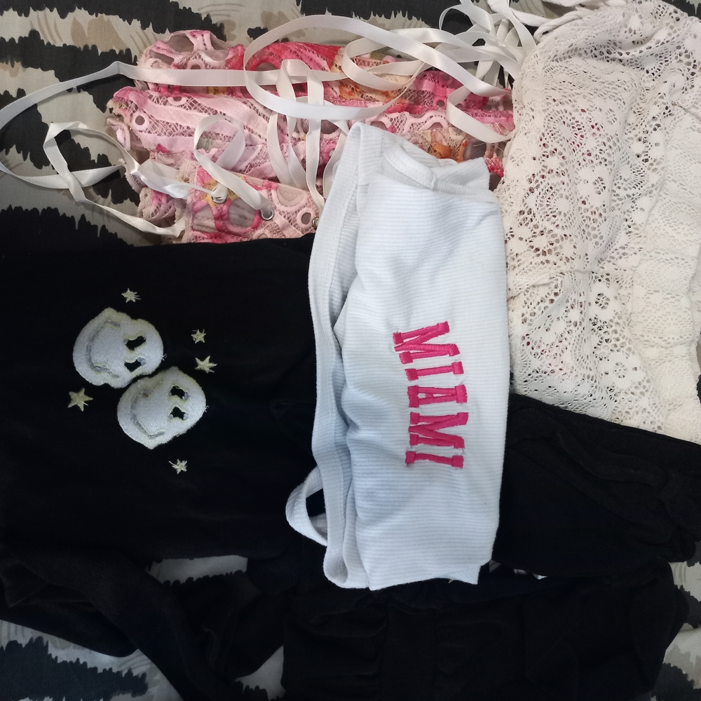 White Lace and Black Smiley Face Tops